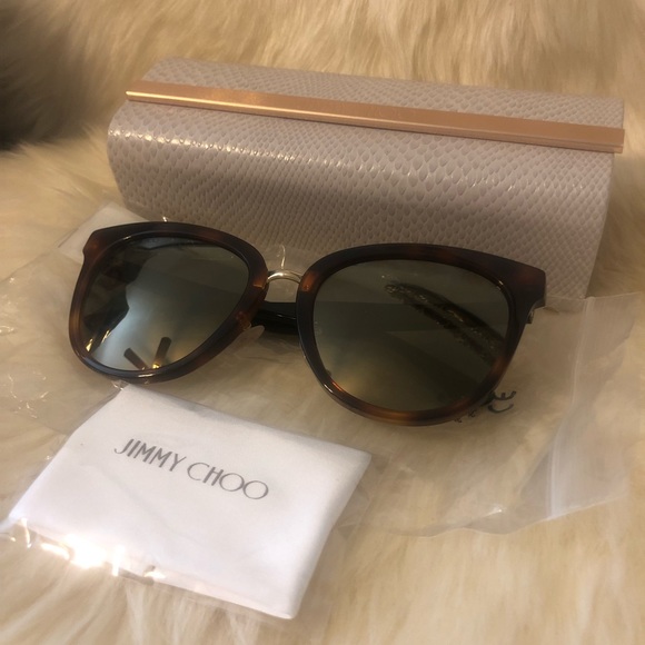 Jimmy Choo Accessories - Jimmy Choo Havana Cade Glitter Cat Eye Sunglasses